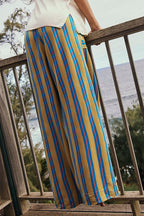 Beach Style Striped Drawstring Wide Leg Pants image 9