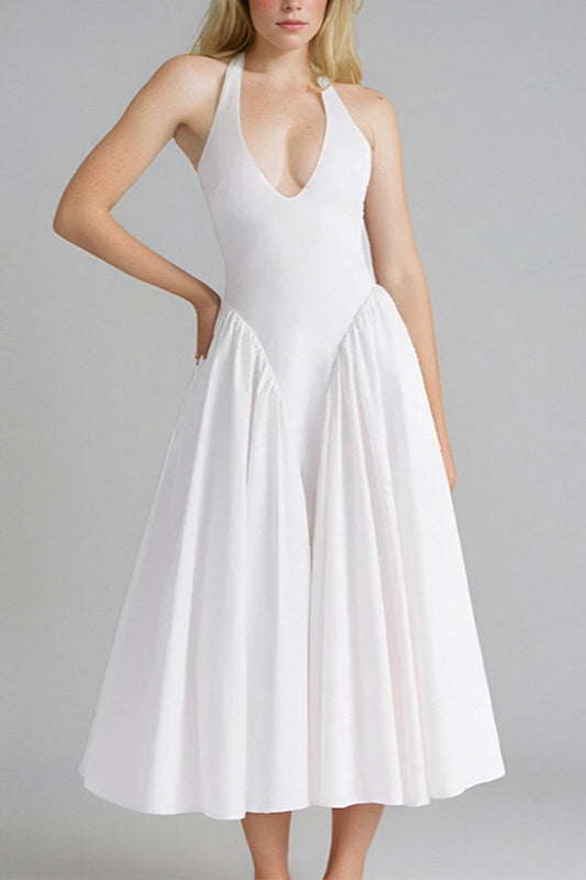 Halter Solid Bodycon Backless Party Dress image 6