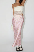 Elegant Satin Floral Draped Skirt image 3