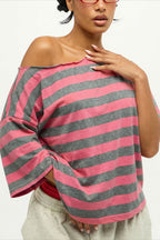 Casual Colorful Striped Loose T-Shirt image 8