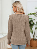 Rosalie Lace Ribbed Blouse detail view styled for Avrienne