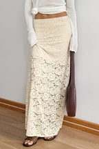 Sheer Jacquard Lace Maxi Skirt image 2