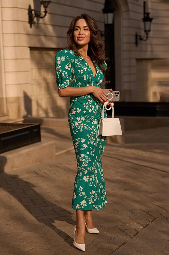 Fitted Floral Puff Sleeve Floral Dress image 3