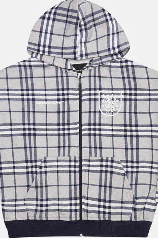 Plaid Printed Zip Y2k Hoodie image 3