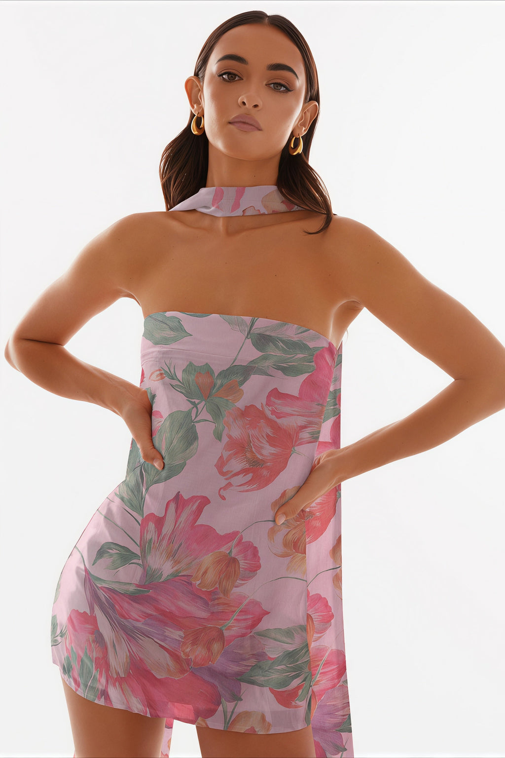 Sexy Strapless Chiffon Print Bodycon Club Mini Dress image 4