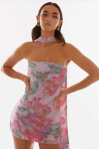Sexy Strapless Chiffon Print Bodycon Club Mini Dress image 4