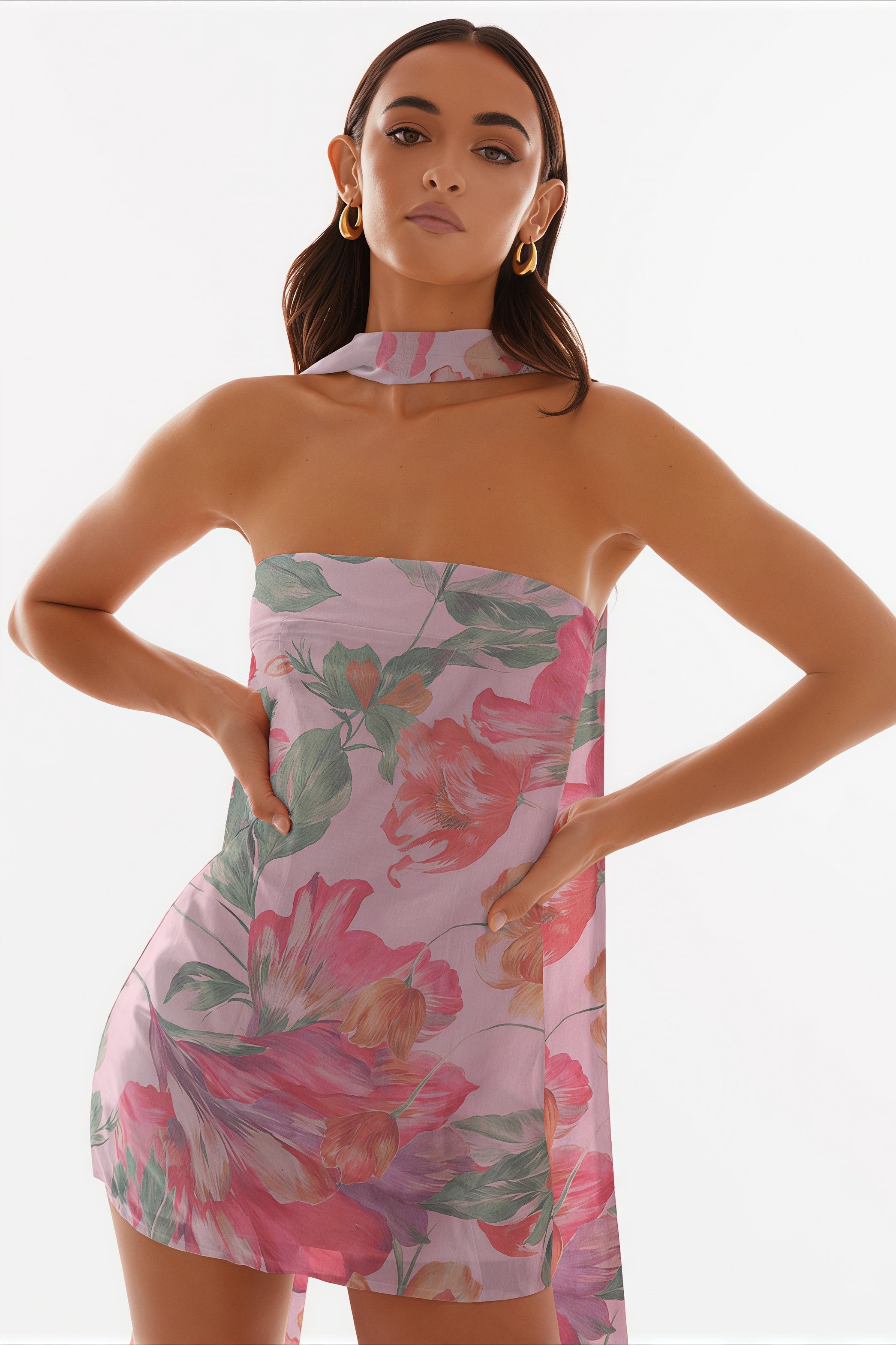 Sexy Strapless Chiffon Print Bodycon Club Mini Dress image 4