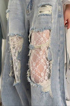 Lace Patchwork Ripped Loose Jeans image 15