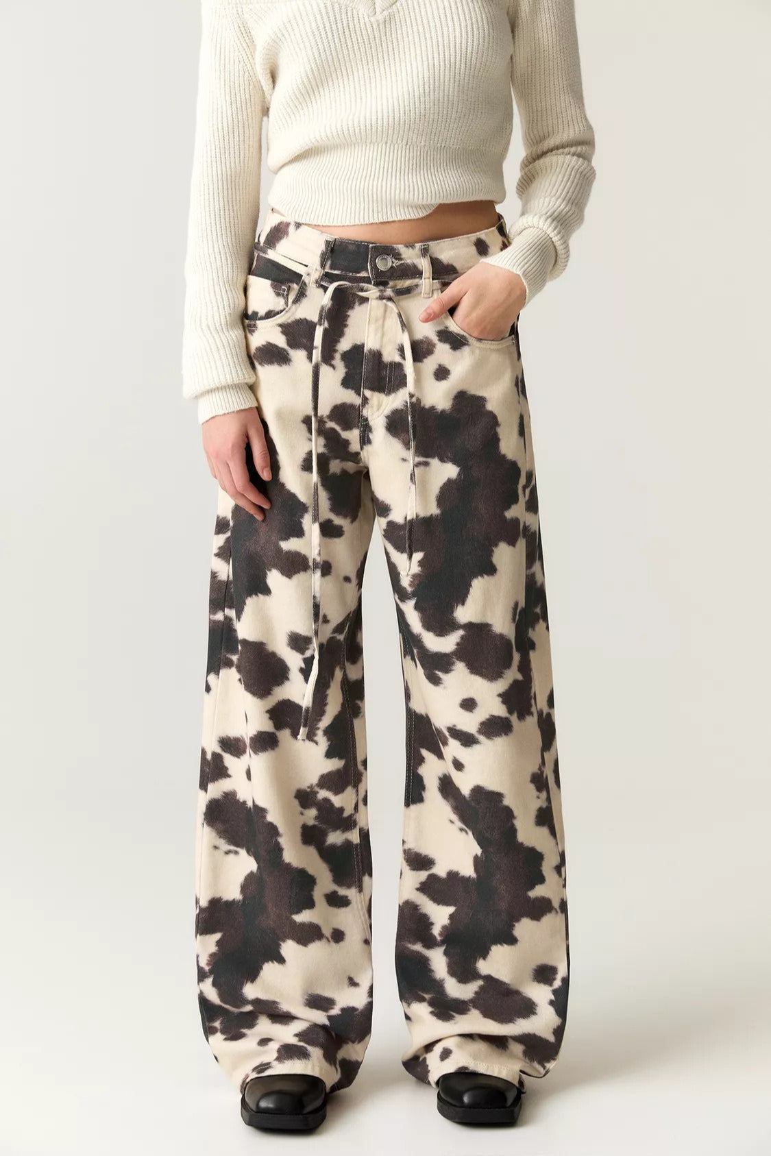 Vintage Cow Print Casual Jeans image 3