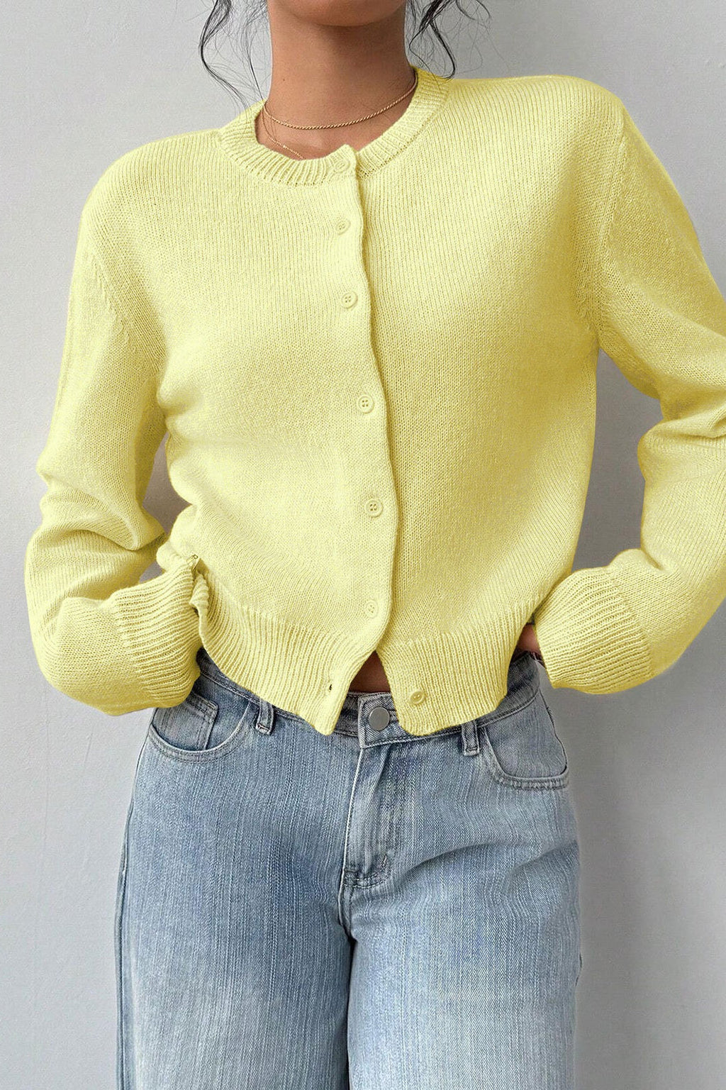 Lightweight Round Neck Button Cardigan image 3
