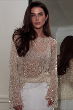 Elegant Sequin Long Sleeve Knit  Blouse image 2