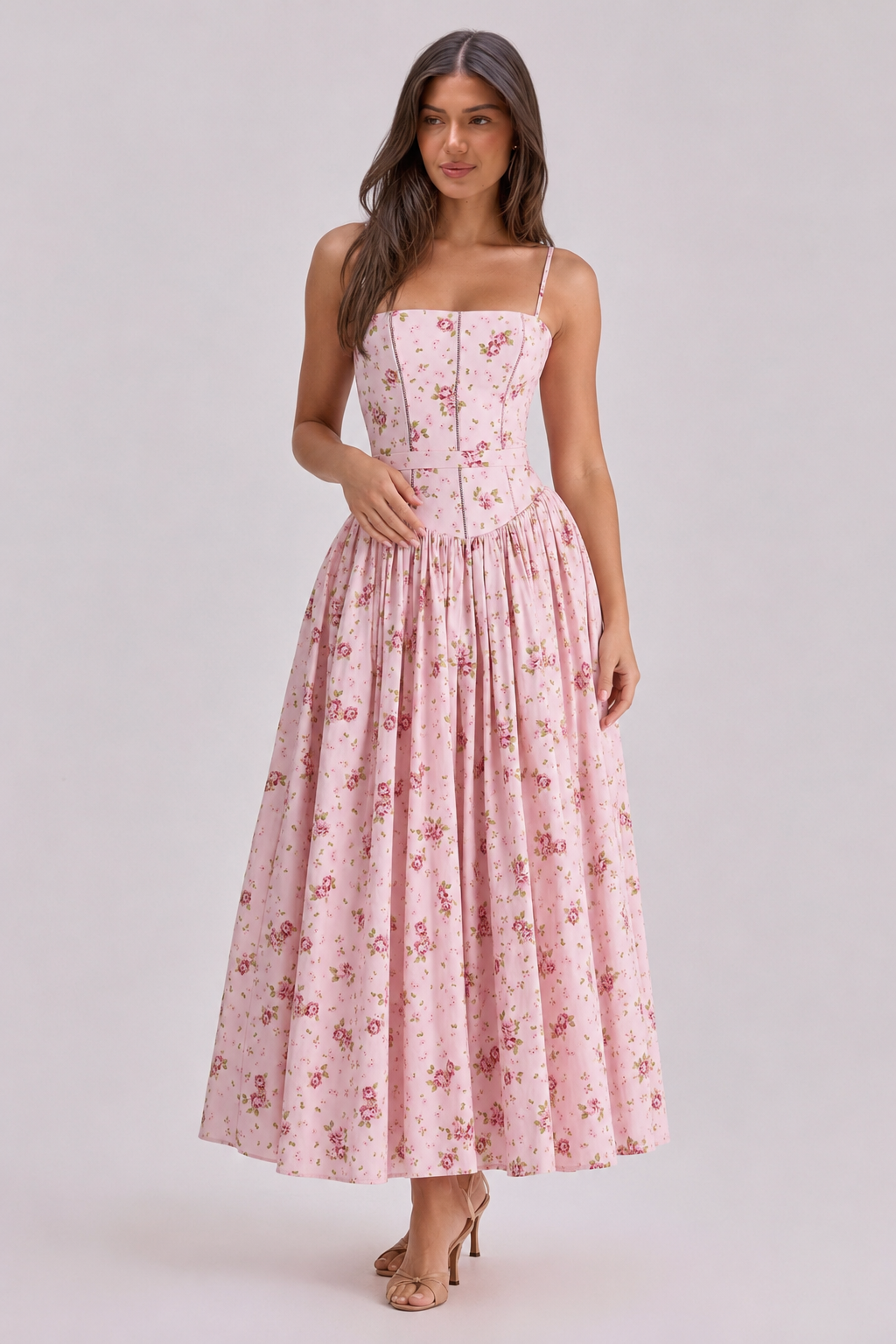 Chic Floral Print Cami Slip Maxi Dress image 5