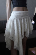 Rose Crochet Unique Asymmetrical Lace Mini Skirt image 1