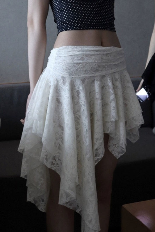 Rose Crochet Unique Asymmetrical Lace Mini Skirt image 1