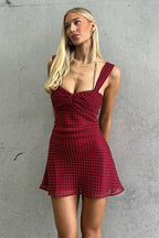 Sexy Chiffon Polka Dot Backless Tie Mini Dress image 1