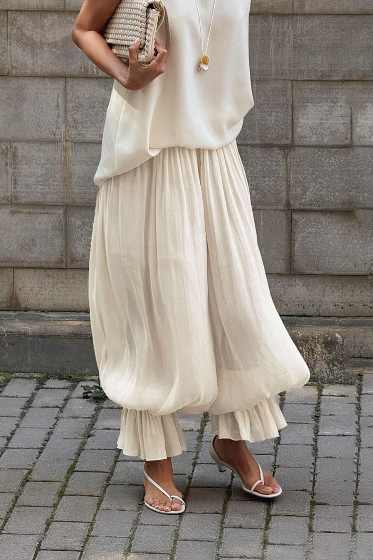 Structured Puff Ankle Chic Casual Pants image 4