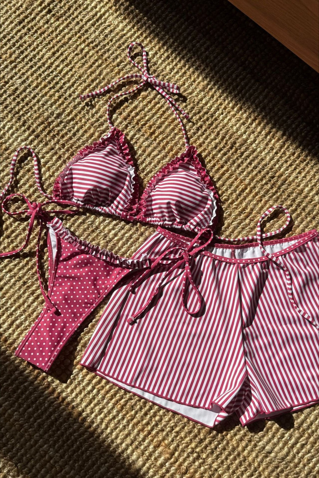 Colorblock Polka Dot Three Piece Swim Set image 10
