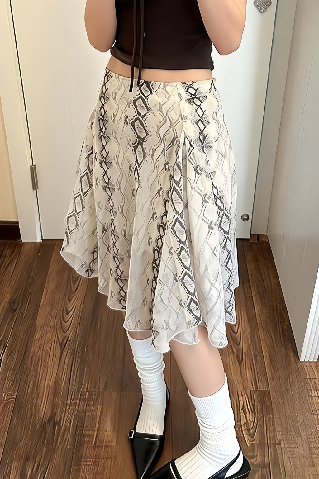 Snake Print Irregular A Line Skirt image 3