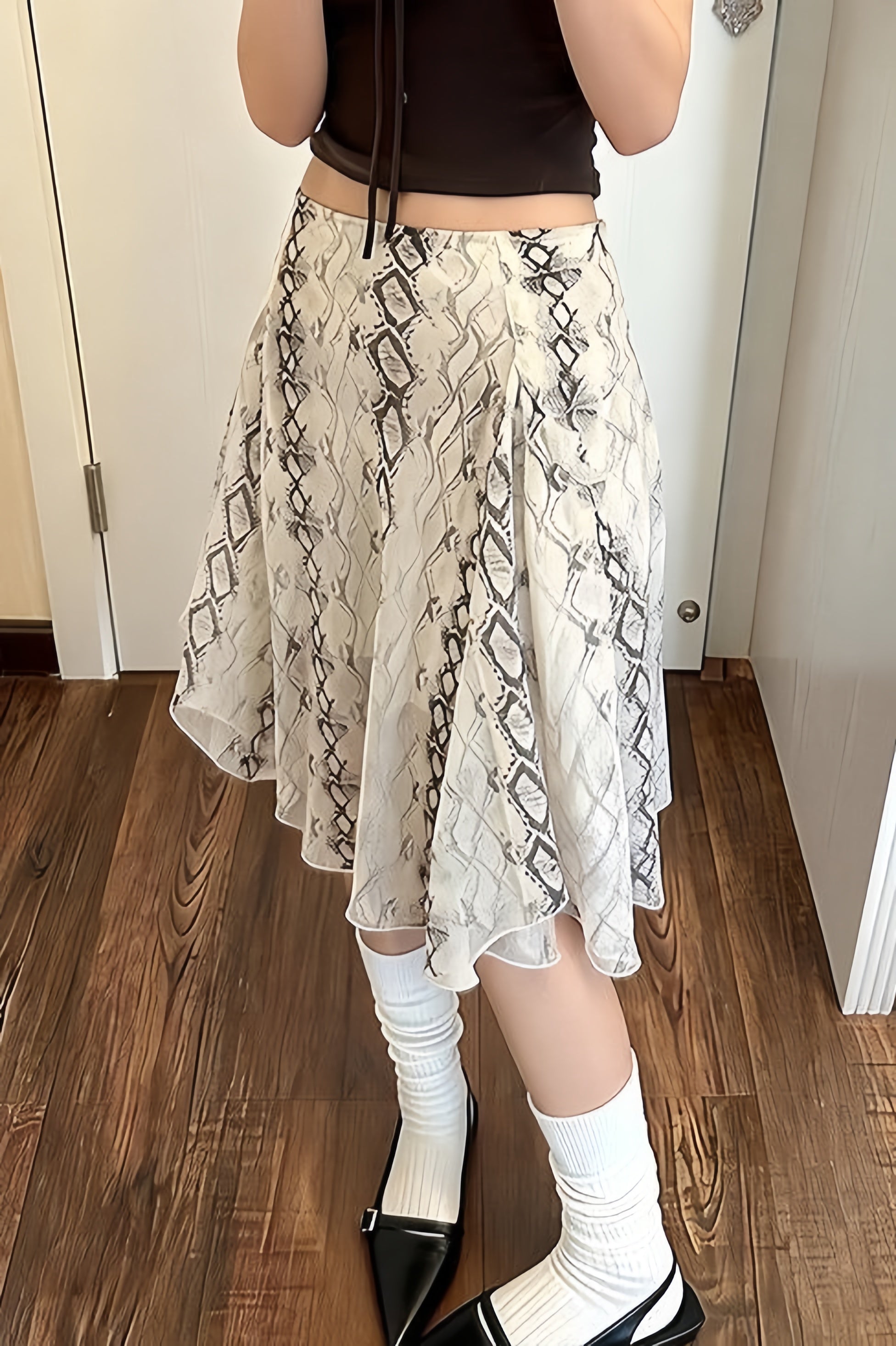 Snake Print Irregular A Line Skirt image 3