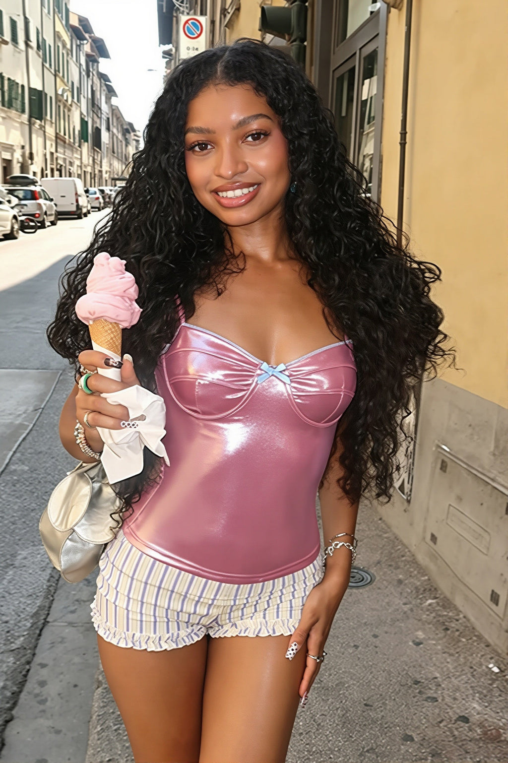 Shiny Satin Spaghetti Strap Sexy Slim Fit Cami Top image 3
