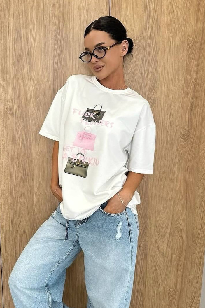 Chic Bag Print Cotton T-shirt image 1