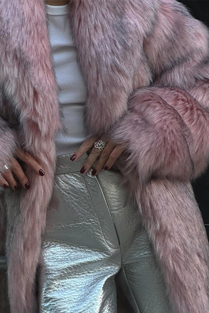 Faux Fur Plush Warm Open Front Coat image 7