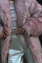 Faux Fur Plush Warm Open Front Coat image 7
