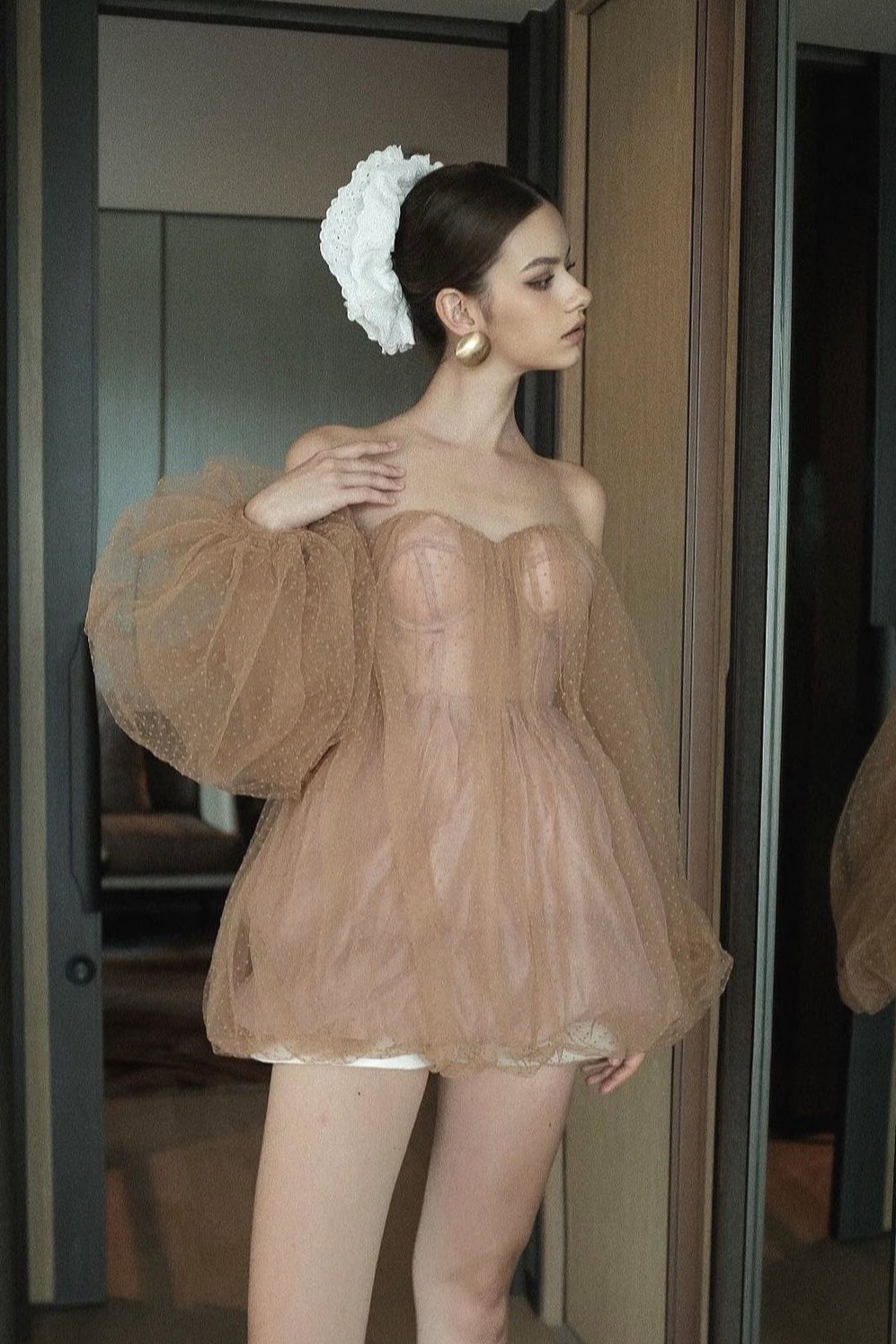 Sweet Sexy Bandeau Puff Sleeve Mini Dress image 2