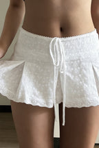 Solid Texture Ruffle Pleated Mini Skirt image 1