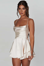 Vintage Cowl Neck Backless Tie Strap Mini Dress image 8