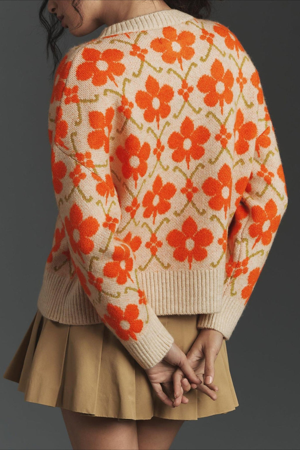Floral Jacquard Elegant Long Sleeve Knit Cardigan image 3