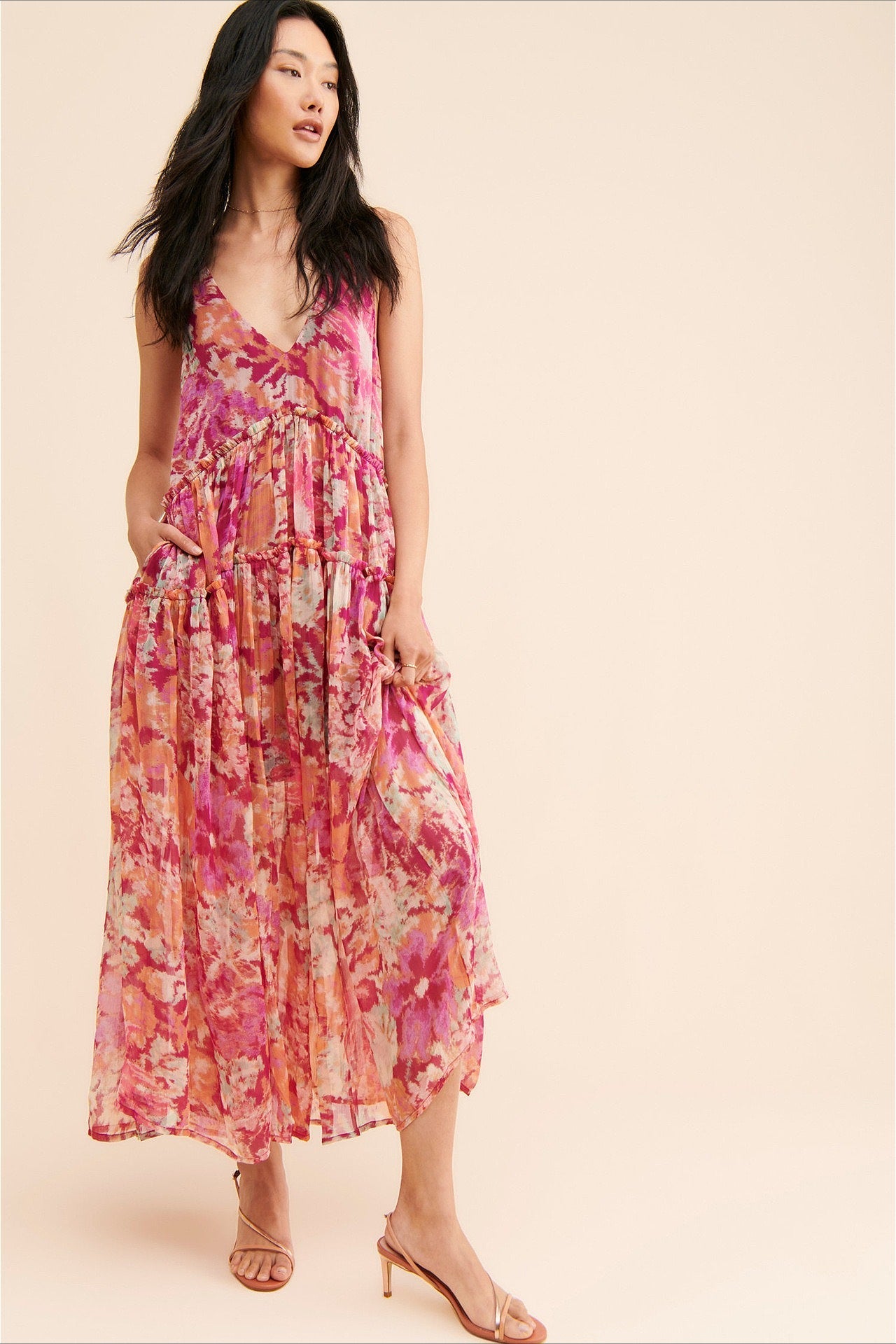 Boho Sleeveless Floral Print Maxi Dress image 2