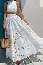 Lace Hollow Out Loose Beach Two Piece Boho Dress image 19
