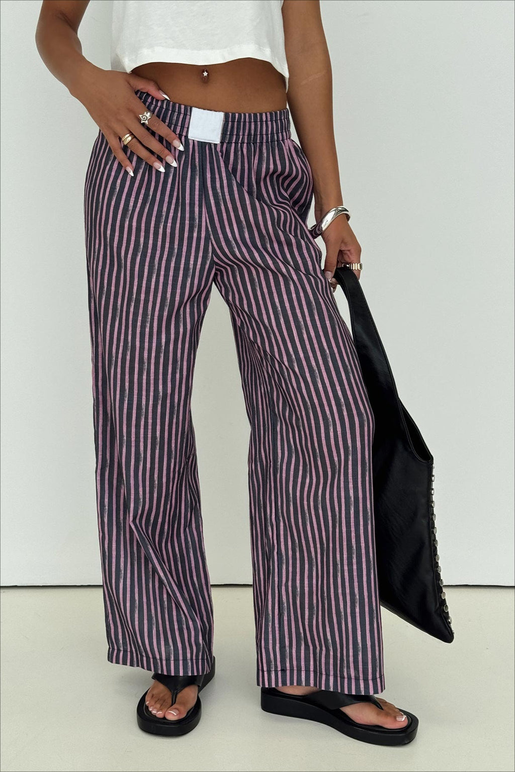 Colorblock Striped Wide-Leg Relaxed Pants image 11