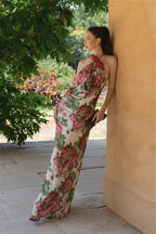 Rose Halter Off-Shoulder Floral Dress image 1