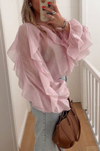 Ruffle V Neck Commuter Fashion Blouse image 3