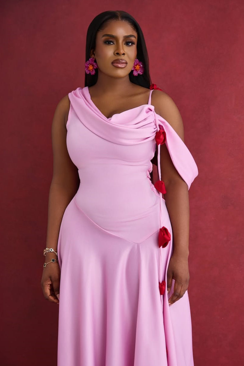 Solid Asymmetrical Shoulder Cowl Neck Cami Maxi Dress image 8