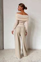 Off-Shoulder Fitted Crew Neck Knit Sweater image 7