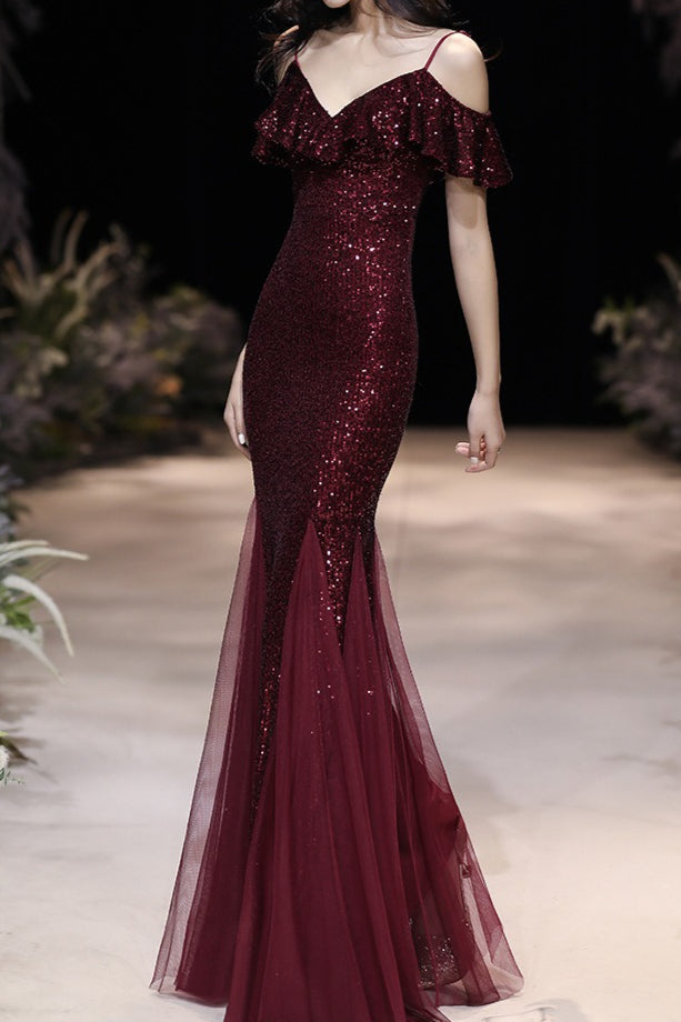 Off Shoulder Sequin Mesh Party Dress image 2