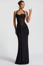 Sheer Mesh Sash Bodycon Maxi Dress image 4