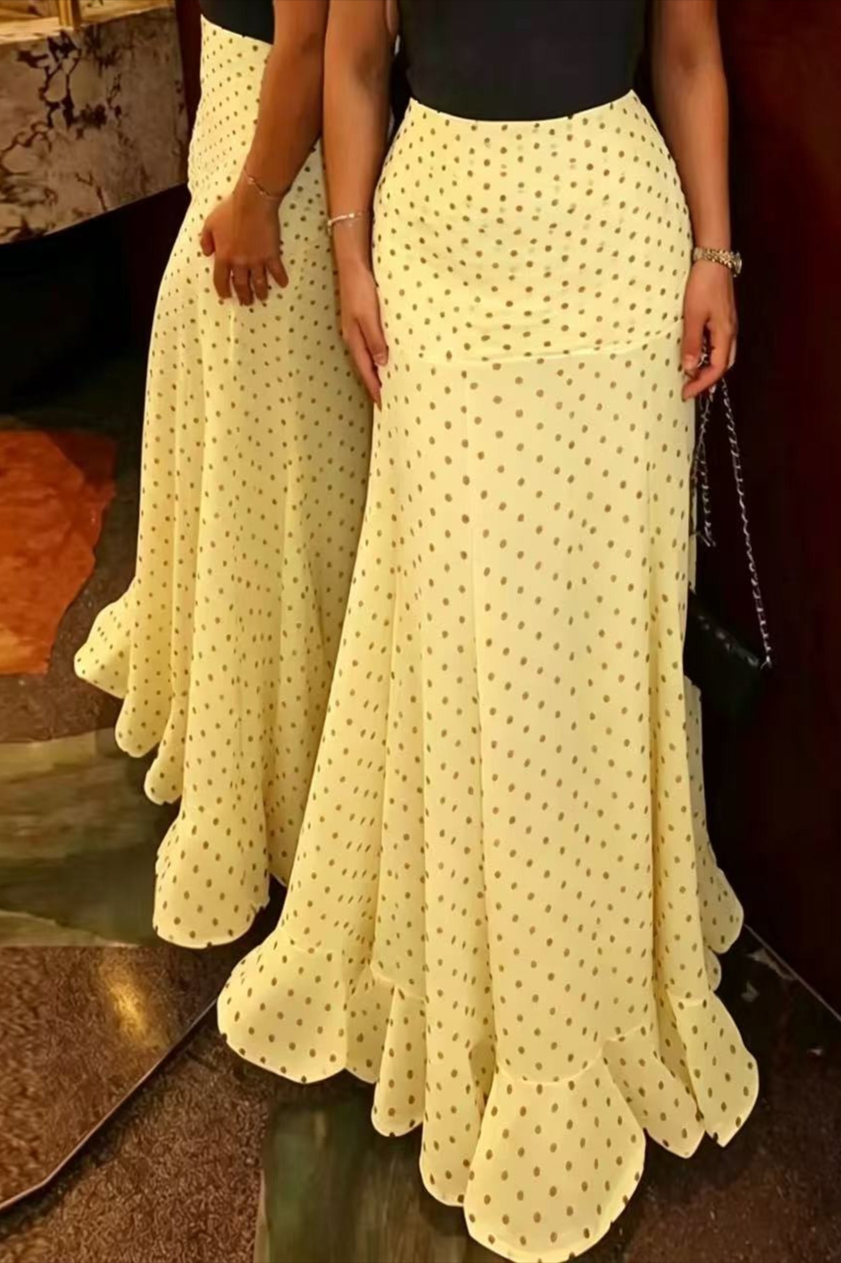 High Waist Polka Dot Hip Long Skirt image 4