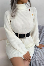 Long Sleeve Button Knit Sweater Dress image 7