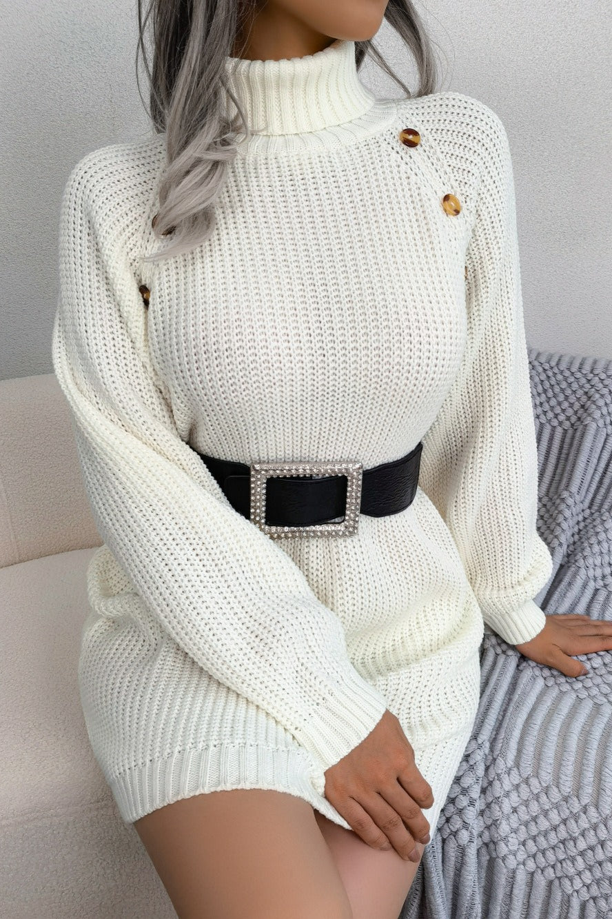 Long Sleeve Button Knit Sweater Dress image 7