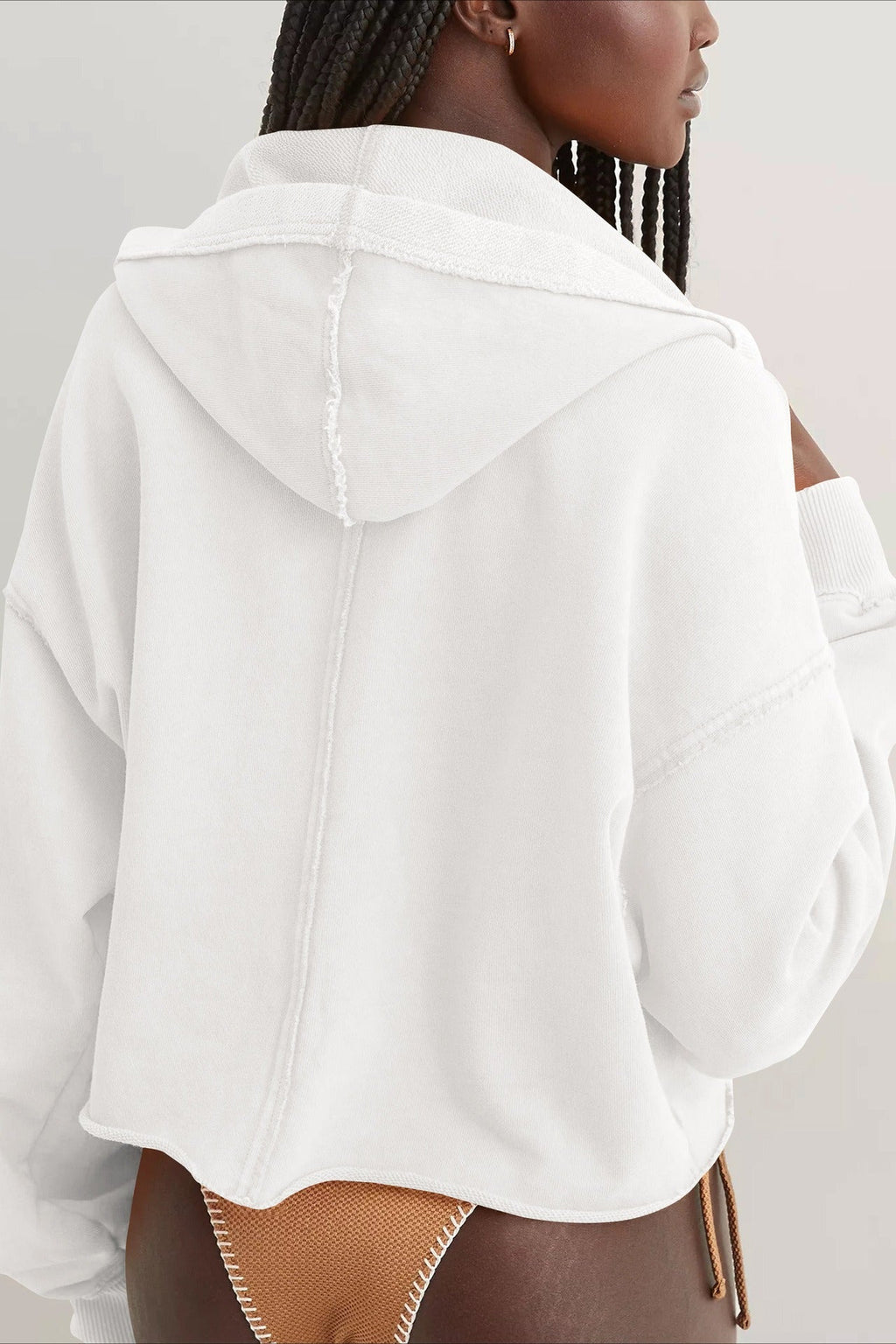 Chic Relaxed Solid V-Neck Hoodie image 15