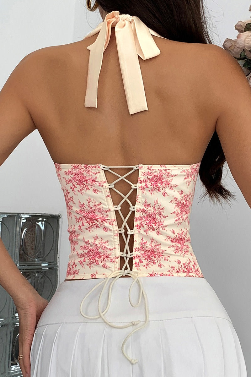 Sexy Ruffle Print Halter Bustier  Halter Top image 10