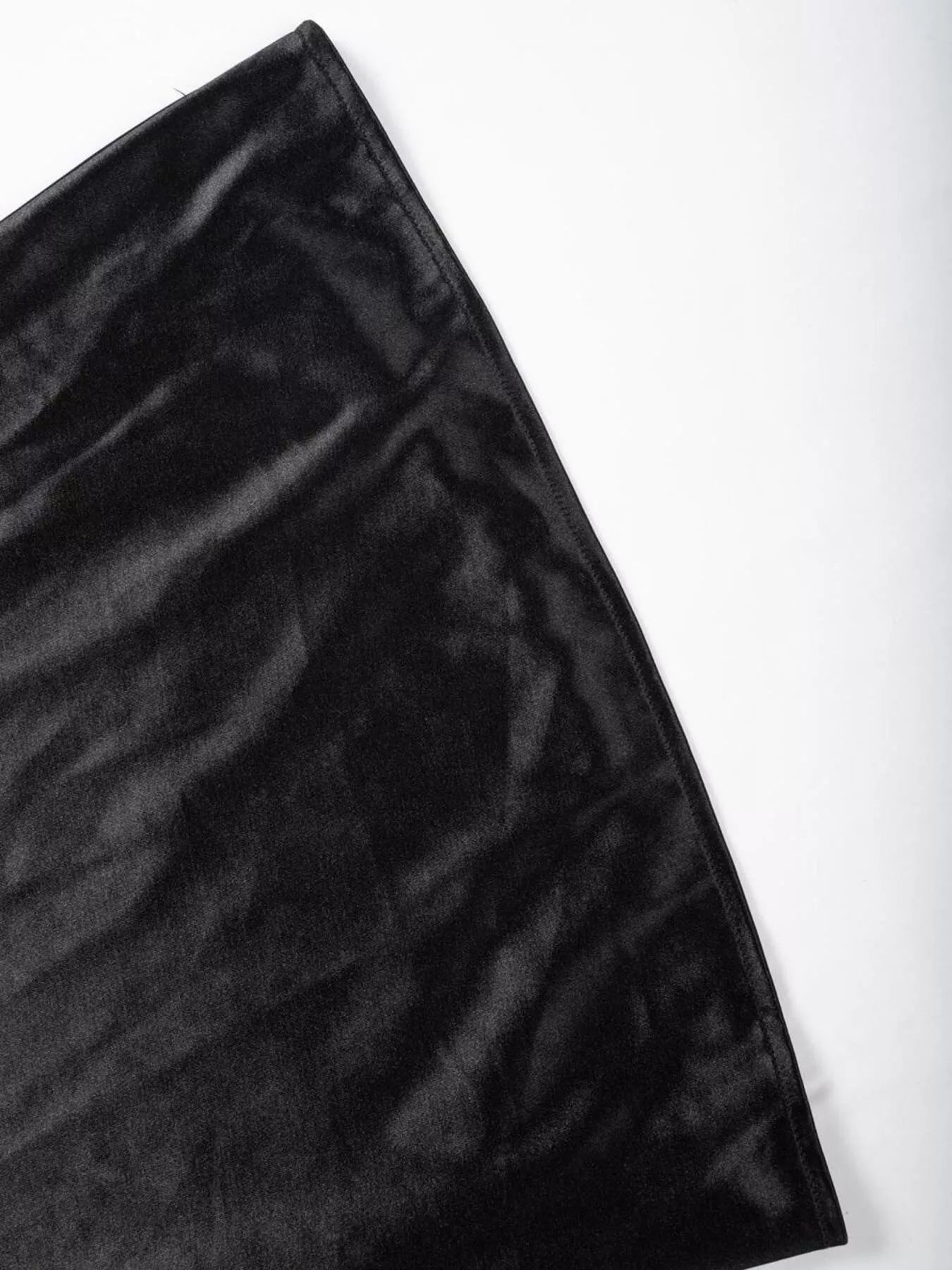 Zinnia Satin Maxi Skirt detail view styled for Avrienne