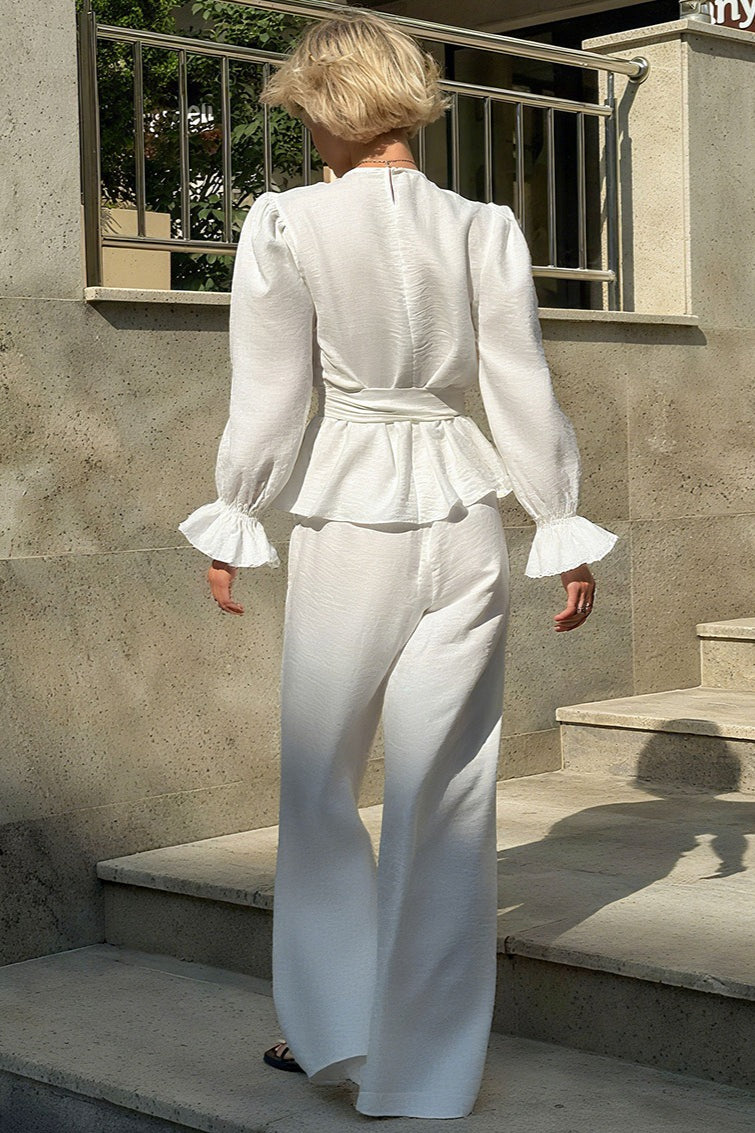 Vintage Bell Sleeve Top and Wide Leg Pants Two Piece Set image 2