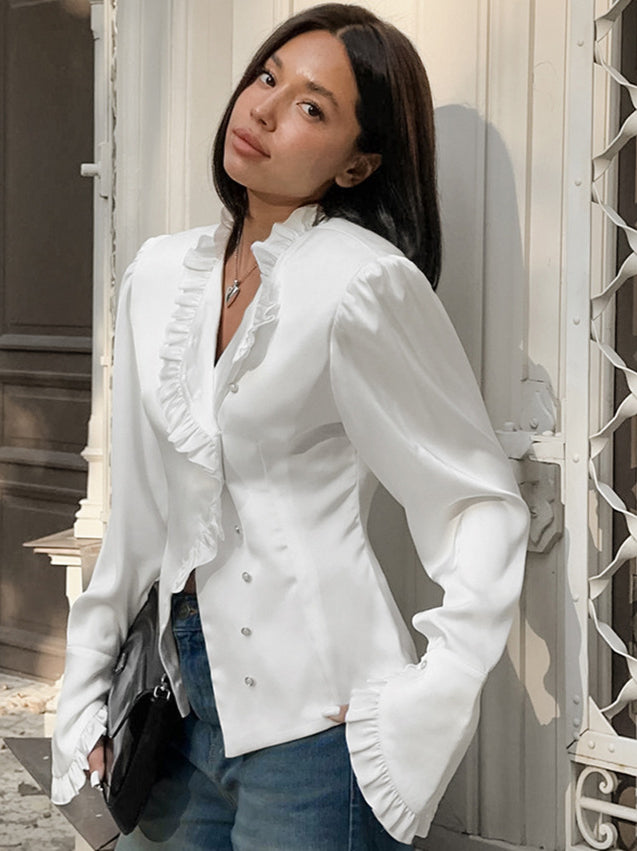 Ruffled Victorian Style Fitted Blouse image 2