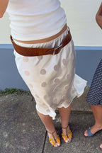 White Polka Dot Sheer Casual Skirt image 2