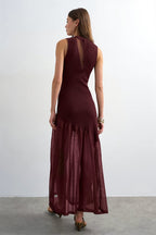 Ribbed Knit Mesh Splice Maxi Dress image 5